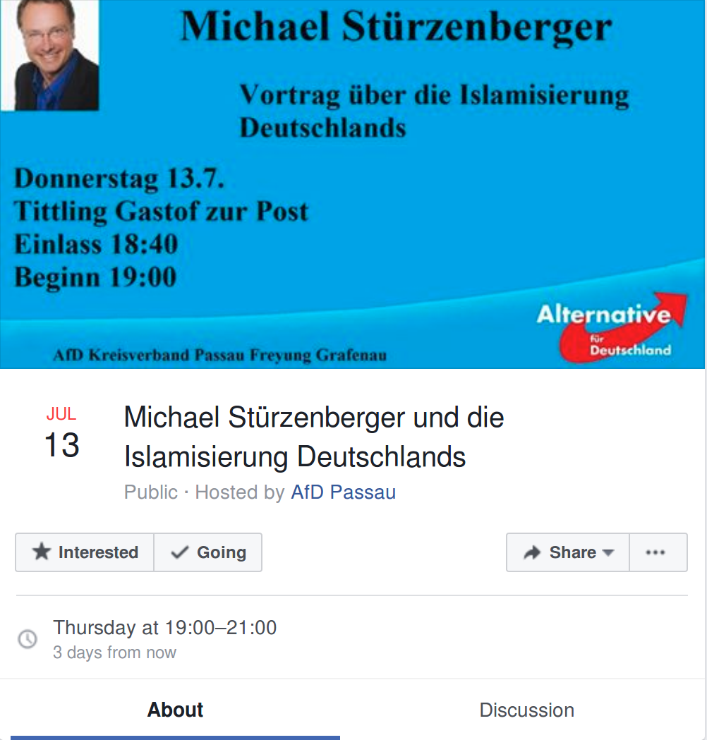 Screenshot: Facebook-Veranstaltung der AfD Passau