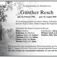 Günter Resch (NPD) Traueranzeige 2